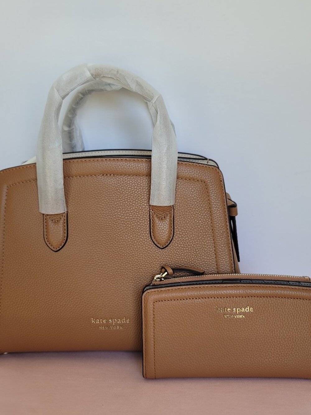 KATE SPADE Knott Pebbled Leather MEDIUM Satchel & Slim Bifold Wallet- Bungalow ⭐ - Picture 6 of 16